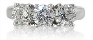 PLATINUM DIAMOND 3 STONE ENGAGEMENT RING  
