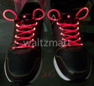 Mode Red LED Light Up Shoelaces Shoestring Disco Party Flash Glow 