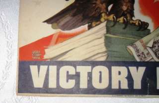 WWII World War 2 Original Victory Loan War Bond, Eagle Poster  