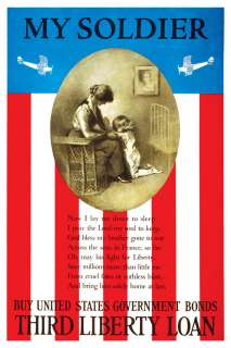 World War 1 Liberty Bonds Mother And Child Flag Poster  