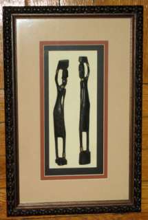 Framed African Art Montage   Hand Carved Water Carriers  
