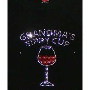 Ladies T Shirt, Size 2XL/GRANDMAS SIPPY CUP w/Wine Glass on Ladies 