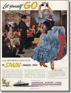1956 Spanish Flamenco Dancer   American Export Line Ad  