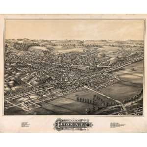  1881 Birds eye map of Ilion, New York  population 4500 