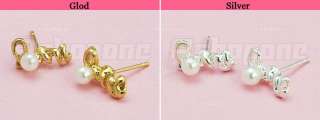 New Gold silver Color love Word With Pearl Studs Earrings  