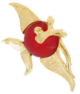 Vintage Jelly Belly Pin Brooch Small Red Angel Fish Gold Tone  