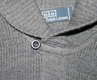   RALPH LAUREN Charcoal Grey Wool SHAWL COLLAR Full Zip Sweater L  