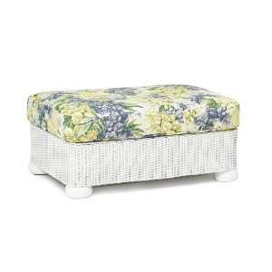   Large Ottoman w/ White Finish and Cantwell Fabric 