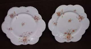 TWO SCALLOPED SHELL FLORAL BAVARIAN CHINA PLATES 3604   