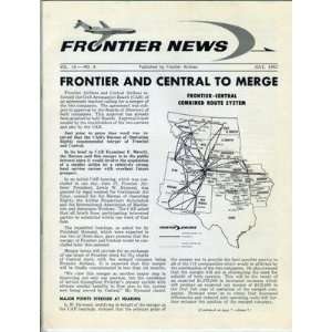  Frontier News July 1967 Central Airlines Merger 
