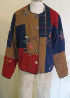 Vintage Koret City Blues Denim Patchwork Jacket Embroidery Designs 