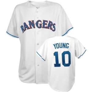 Michael Young White Majestic MLB Home Authentic Texas Rangers Jersey 