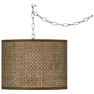  Swag Style Interweave Print Shade Plug In Chandelier