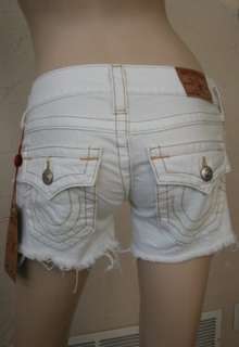NWT True Religion keira mid thigh cut off jean shorts in Optic Rinse 
