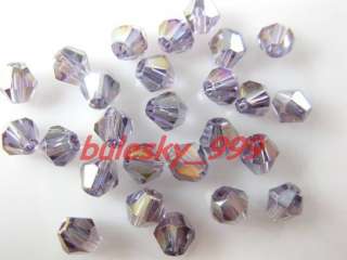 400pcs A+Grade Glass Crystal Bicone Bead 4mm AB Purple  