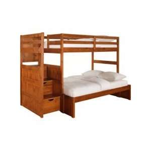   Ranch Cinnamon Wood Kids Twin Full Step Bunk Bed: Home & Kitchen