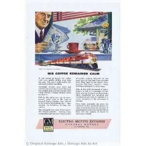   Diesel Train His Coffee Remained Calm Vintage Ad 
