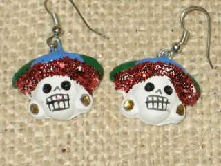 Catrina Skull Earrings Day of the Dead Mexican Folk Art  
