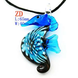g401 Fashion Multi Colors Murano Lampwork Glass Sea Horse Pendant 