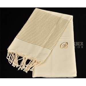   Collection Beige Cotton Towel with Thin Golden Stripes