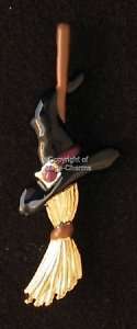 Halloween Ghouls Ghost Witches Broom Hat Brooch AB796  