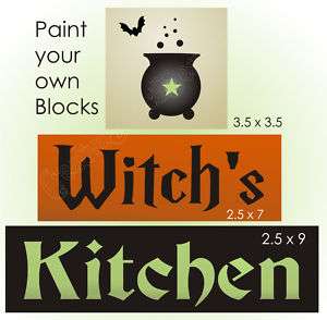 Stencil Witchs Kitchen Cauldron Bat Halloween Blocks  