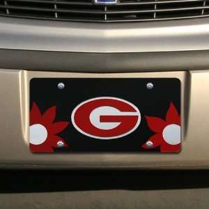   Georgia Bulldogs Black Mirrored Flower Power License Plate Automotive