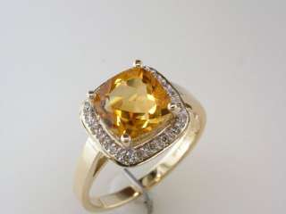 Genuine Citrine Diamond 3.25ct 14K Yellow Gold Engagement Wedding Ring