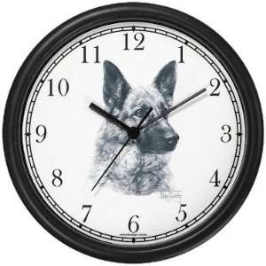 : German Shepherd Dog (MS) Wall Clock by WatchBuddy Timepieces (White 