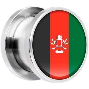  12mm Stainless Steel Afghanistan Flag Saddle Plug Jewelry
