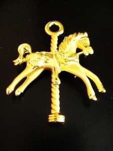 NEW CAROUSEL HORSE GOLD PIN BROOCH CARNIVAL  