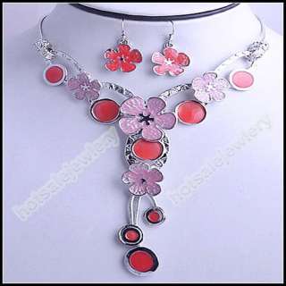 4set wholesale Rhinestone Flower Necklace Earrings sets  