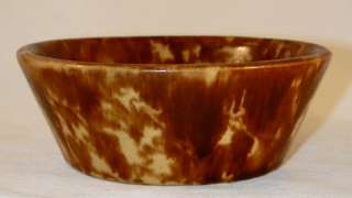 Antique Glazed Mottled Small Stoneware Bowl Bennington  