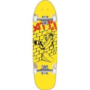 ATM Hot Dog Cruiser Complete Skateboard   7.75 Yellow w/Raw Trucks