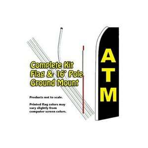  ATM (Black/Yellow) Feather Banner Flag Kit (Flag, Pole 