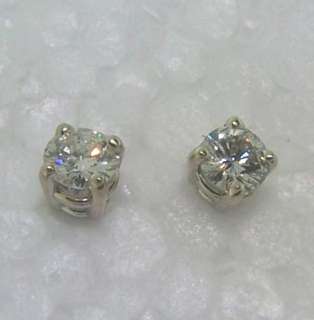 14kwg Round Diamond Stud Solitaire Earrings .62 ct NEW  