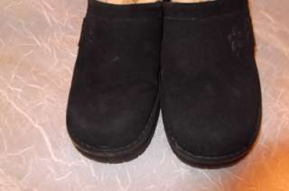 Womens UGG Australia #5309 Black Suede Leather Mules Sz 8 Shearling 