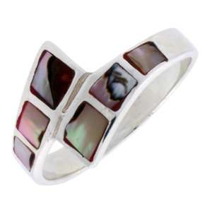   Brown & White Mother of Pearl Inlay, 1/2 (12mm) wide, size 8.5