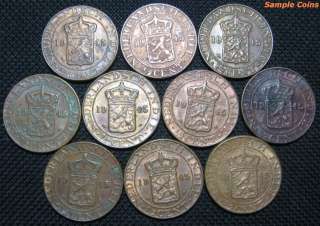 Coin 1/2 (0.5) Half Cents 1945 Netherlands East Indies Lot of 10 Coins 