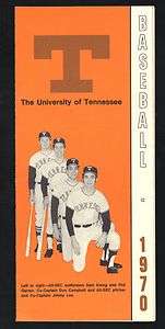 University Of Knoxville Tennessee 1970 UT Vols Baseball Schedule Phil 