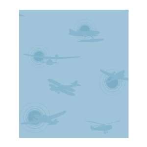   Forever JE3608 Airplane Silhouettes Pre pasted Wallpaper, Light Blue