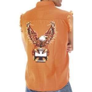   : Ultimate Cycle   Eagle Iron Cross Frayed Shirt 2X Large: Automotive
