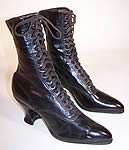   Victorian Vintage Philbern Shoes Black Leather High Top Lace up Boots