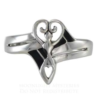 Large Goddess Love Ring SS Sterling Silver Heart Wiccan Pagan sz 4 15 