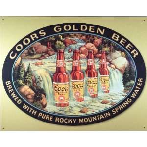Coors Golden Beer Metal Sign Rocky Mountain Spring 