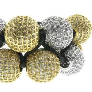  Double Row 17mm Black and Gold Finish Mens Womens Micro Pave Lab 