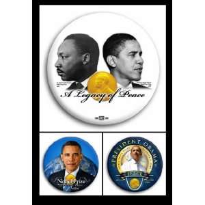  obama noble peace prize 3 button set 3 