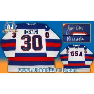 Autographed Jim Craig Jersey   USA w Miracle Note   Autographed NHL 