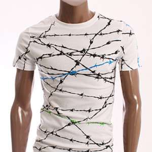 Mens Casual Short Sleeve T shirts Tee WHITE (YJ01  