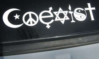 Coexist Vinyl Cut out Sticker Decal White Small 6 inch  